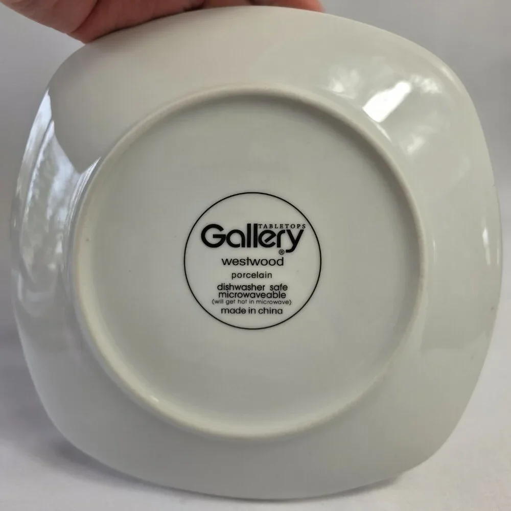 TWO Tabletops Unlimited Gallery Westwood Salad Plates White Multicolor Stripes